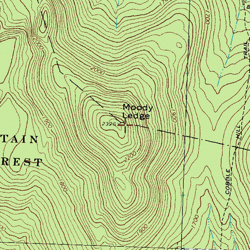 Topographic Map of Moody Ledge, NH