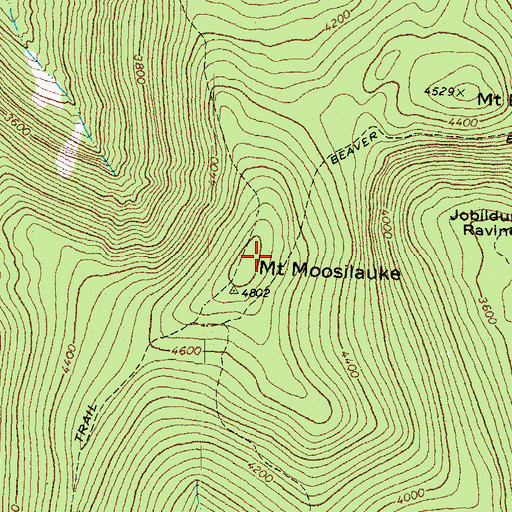 Topographic Map of Mount Moosilauke, NH