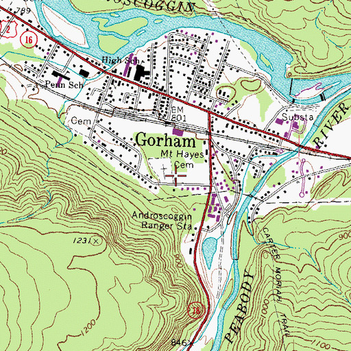 Topographic Map of Mount Hayes Cemetery, NH
