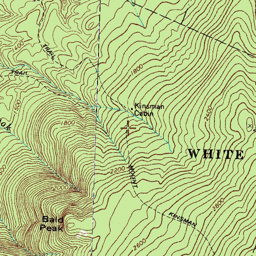 Topographic Map of Mount Kinsman Trail, NH