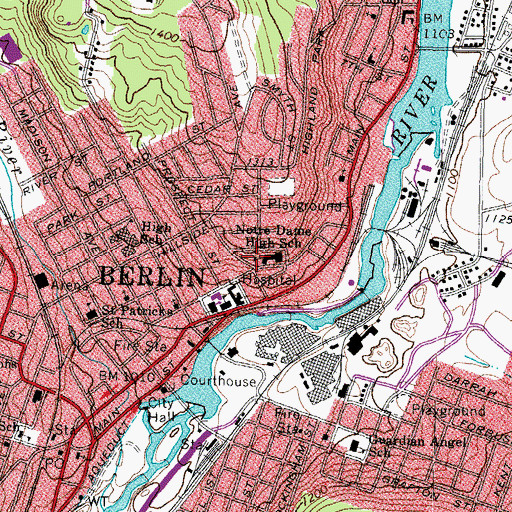 Topographic Map of Notre Dame High School, NH