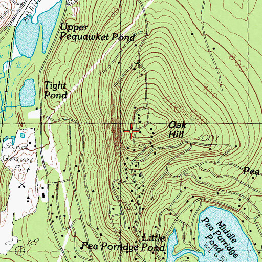 Topographic Map of Oak Hill, NH