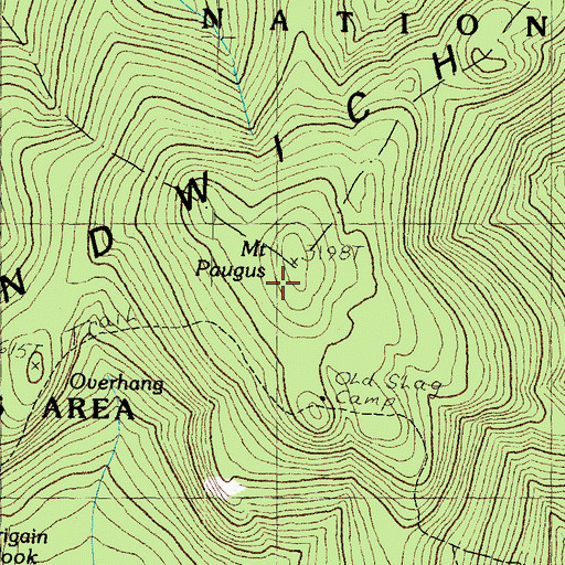 Topographic Map of Mount Paugus, NH