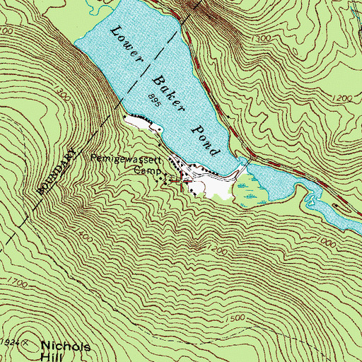 Topographic Map of Pemigewassett Camp, NH