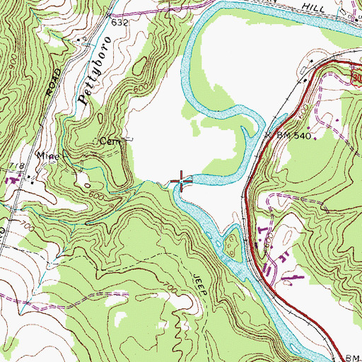 Topographic Map of Pettyboro Brook, NH