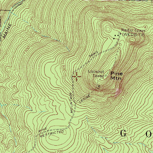 Topographic Map of Pine Mountain Trail, NH