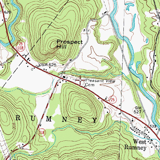 Topographic Map of Pleasant View Cemetery, NH