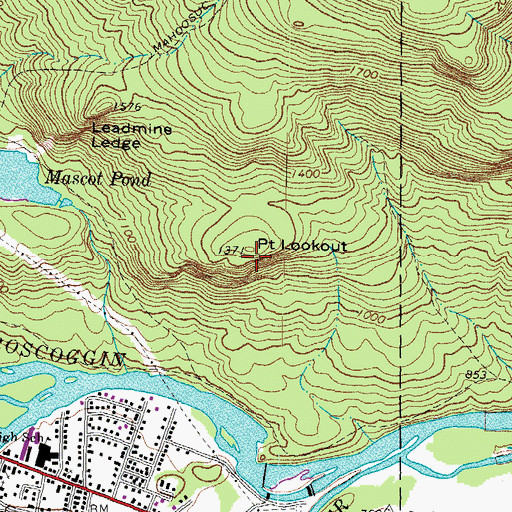 Topographic Map of Point Lookout, NH