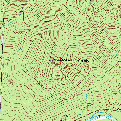 Topographic Map of Potash Knob, NH