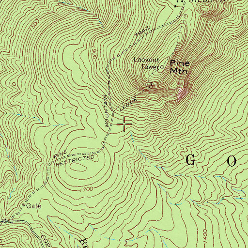 Topographic Map of Restricted Ledge Trail, NH