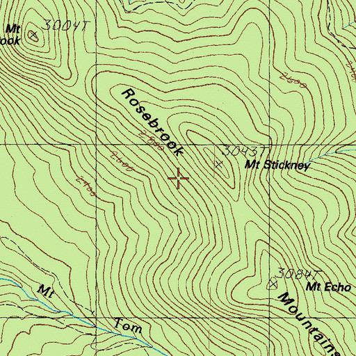 Topographic Map of Rosebrook Mountains, NH