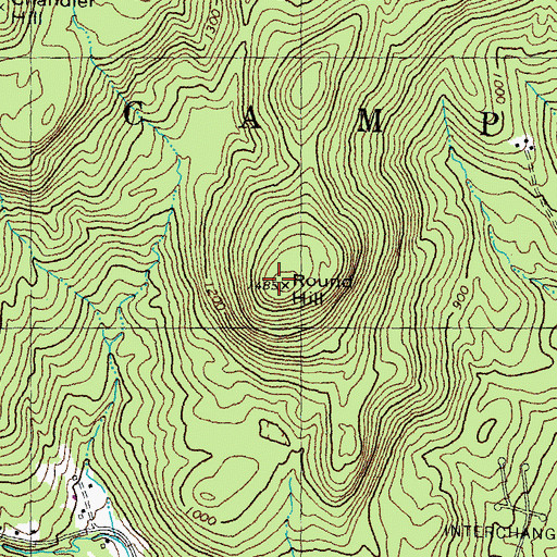 Topographic Map of Round Hill, NH