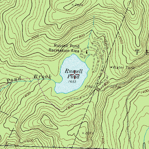 Topographic Map of Russell Pond, NH