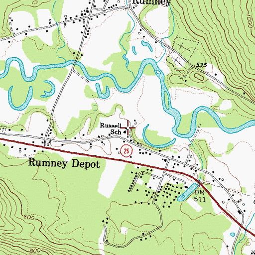 Topographic Map of Russell Elementary School, NH