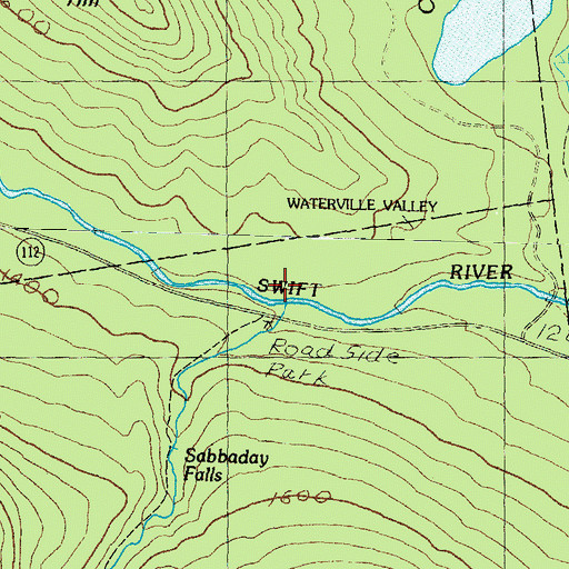Topographic Map of Sabbaday Brook, NH