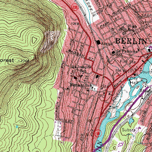 Topographic Map of Saint Josephs School, NH