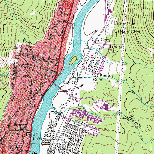 Topographic Map of Saint Kieran Cemetery, NH