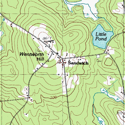 Topographic Map of Sandwich, NH