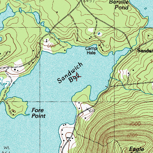 Topographic Map of Sandwich Bay, NH