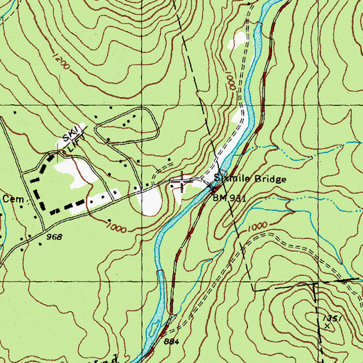 Topographic Map of Sixmile Bridge, NH