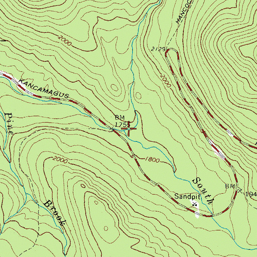 Topographic Map of South Fork Hancock Branch, NH