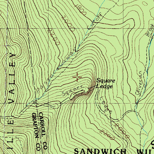 Topographic Map of Square Ledge, NH