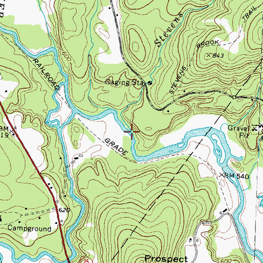 Topographic Map of Stevens Brook, NH
