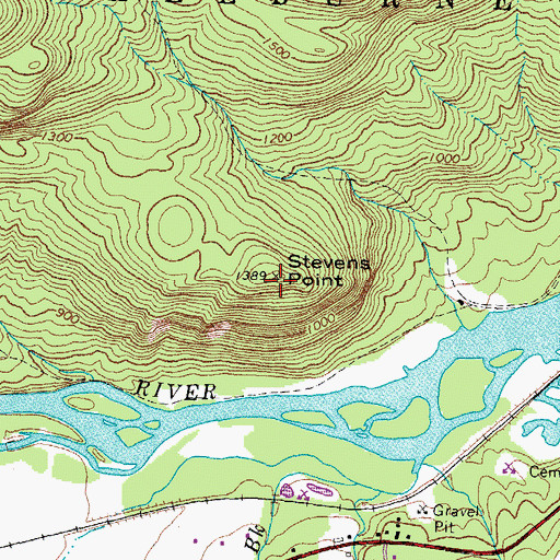 Topographic Map of Stevens Point, NH