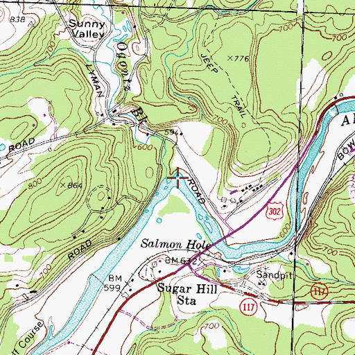 Topographic Map of Sunny Valley, NH