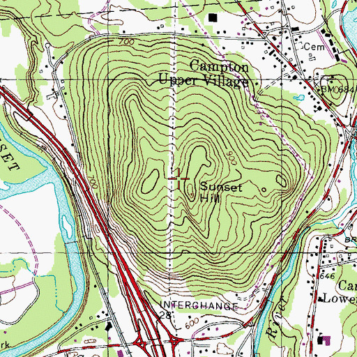 Topographic Map of Sunset Hill, NH