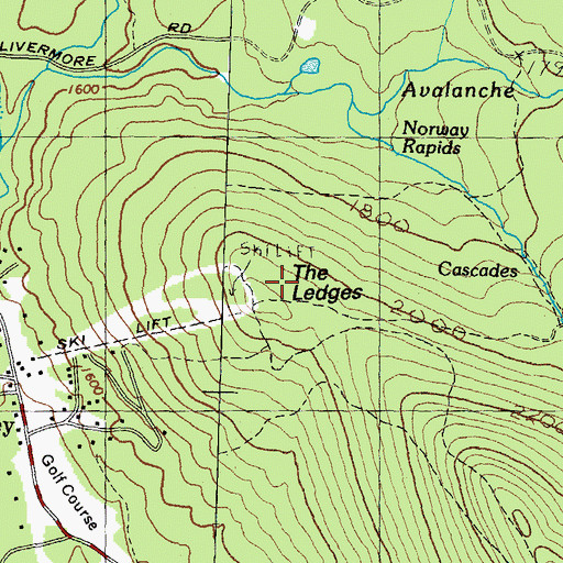 Topographic Map of The Ledges, NH