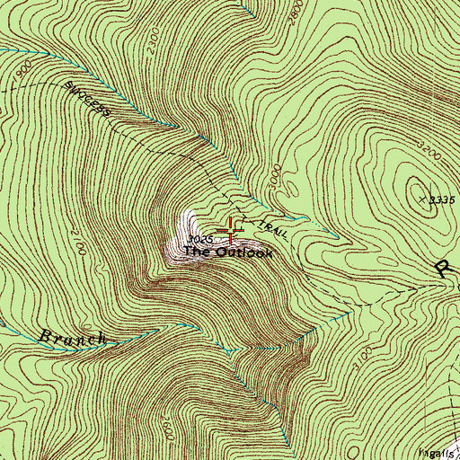Topographic Map of The Outlook, NH