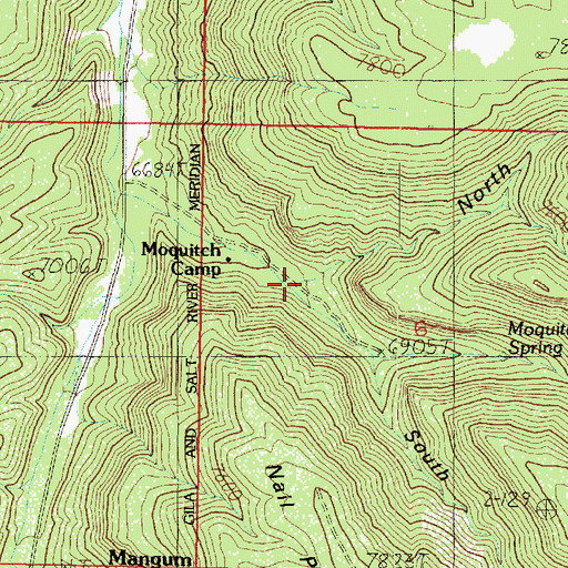 Topographic Map of North Fork Moquitch Canyon, AZ