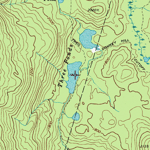 Topographic Map of Three Ponds, NH