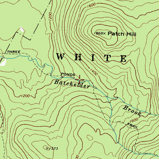 Topographic Map of Three Ponds Trail, NH