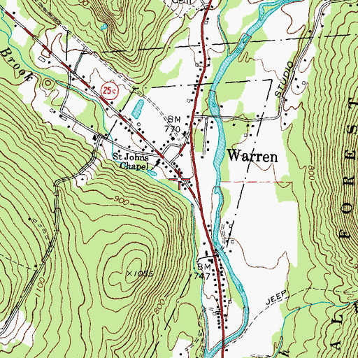 Topographic Map of Warren, NH