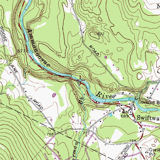 Topographic Map of Waterman Brook, NH