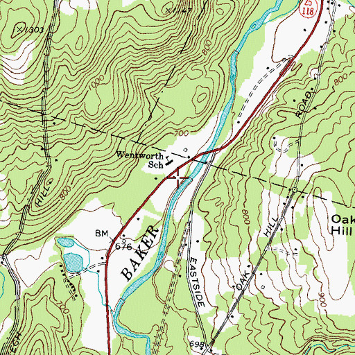 Topographic Map of Wentworth School, NH