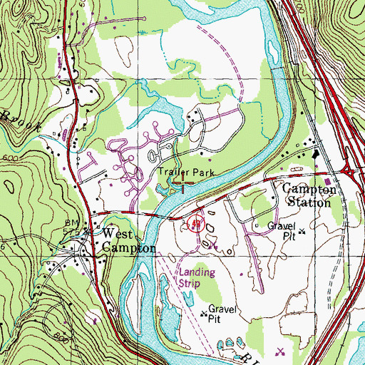 Topographic Map of West Branch Brook, NH