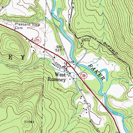 Topographic Map of West Rumney, NH