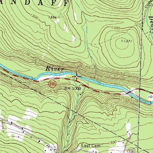 Topographic Map of Whitcher Brook, NH