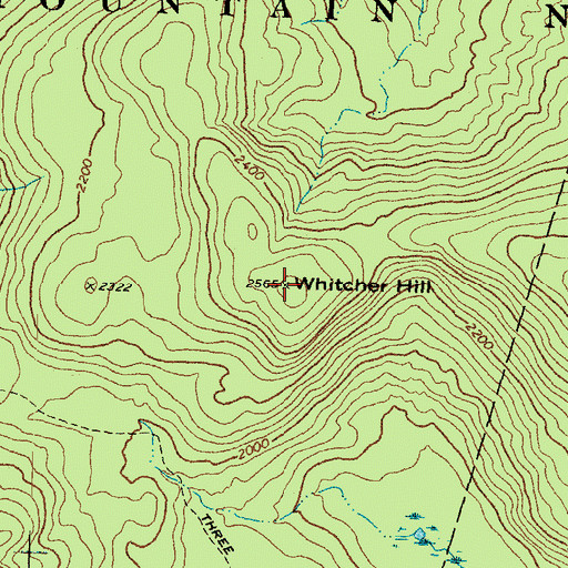Topographic Map of Whitcher Hill, NH