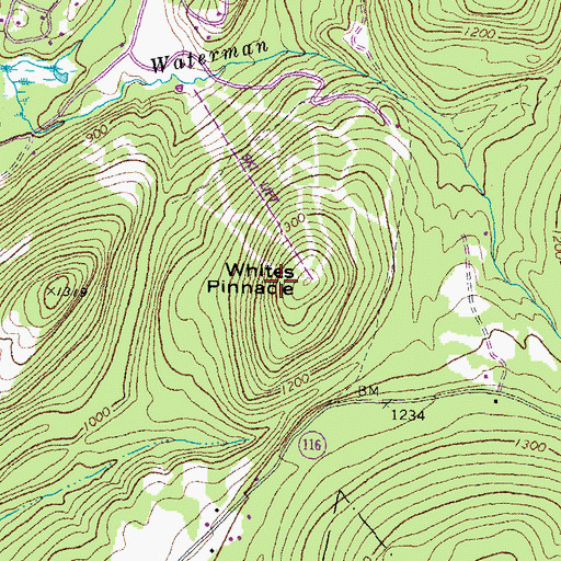 Topographic Map of Whites Pinnacle, NH