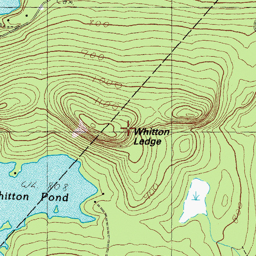 Topographic Map of Whitton Ledge, NH