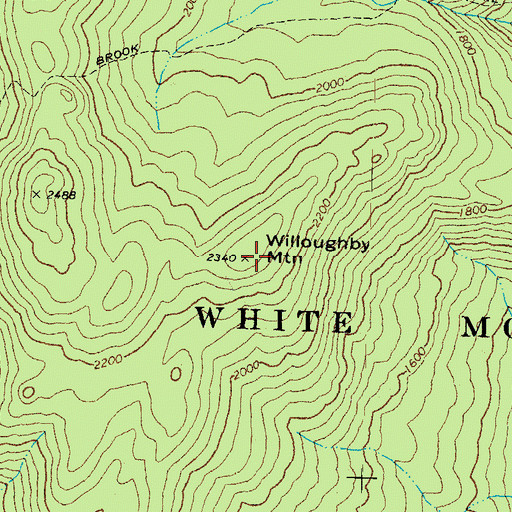 Topographic Map of Willoughby Mountain, NH