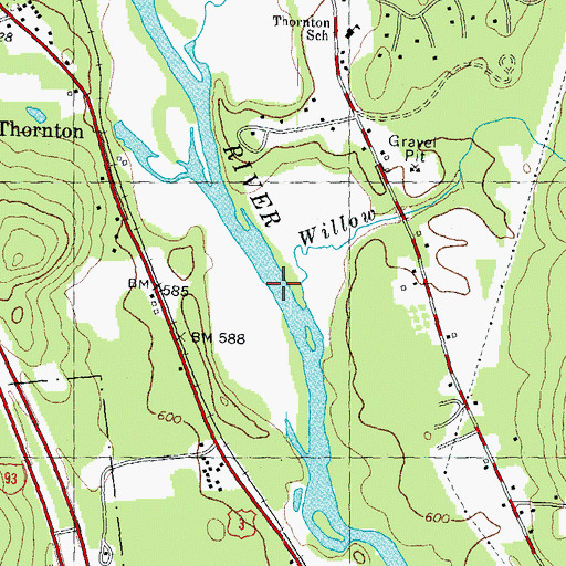 Topographic Map of Willow Brook, NH