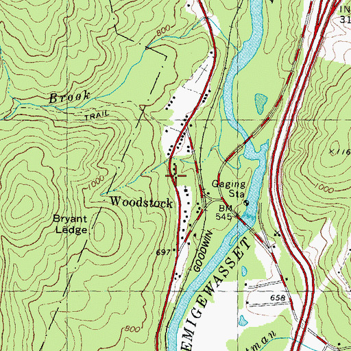 Topographic Map of Woodstock, NH