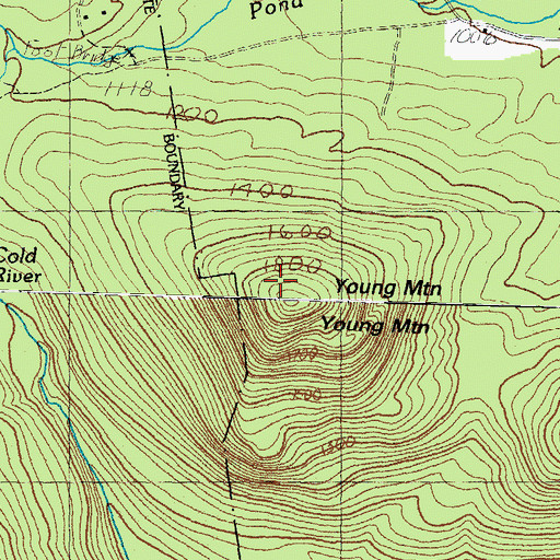 Topographic Map of Young Mountain, NH