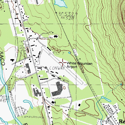 Topographic Map of White Mountain Airport (historical), NH