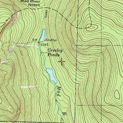 Topographic Map of Greeley Ponds Scenic Area, NH